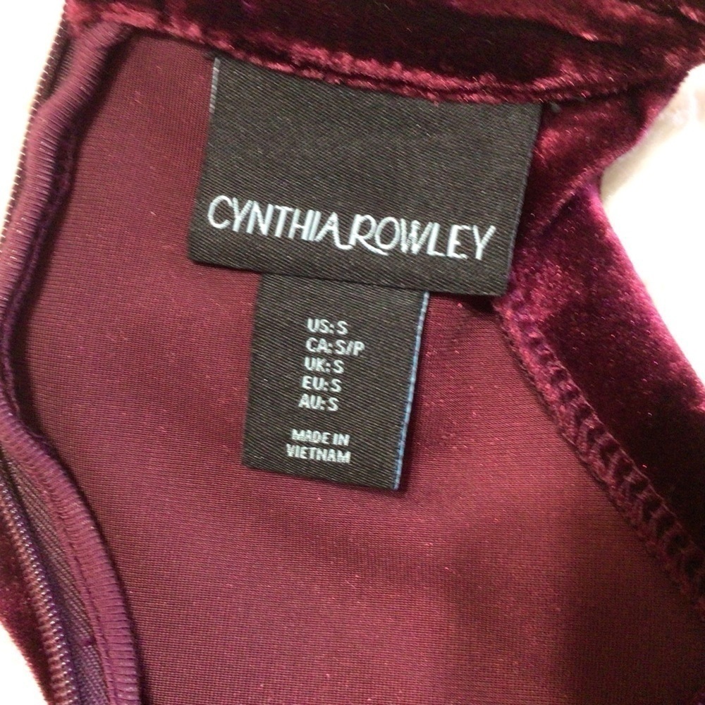 Cynthia Rowley Velvet Sleeveless Cut Out Mini Dress Burgundy Small - Picture 3 of 10